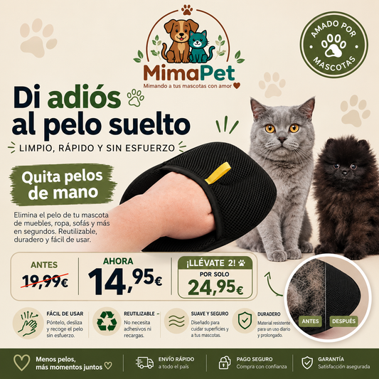 Guantes Quitapelos para Mascotas - Antiestático, Reutilizable