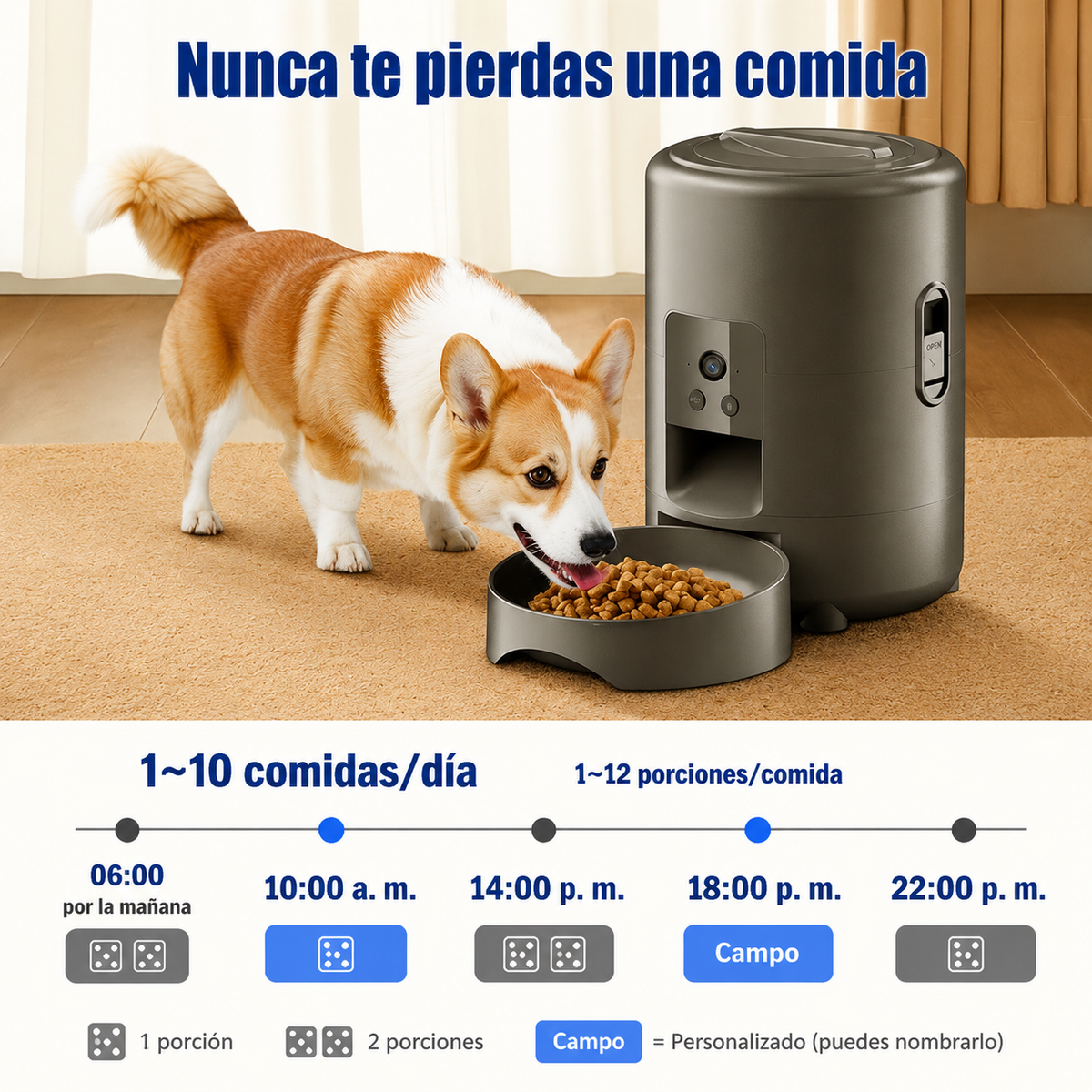 Comedero automático para mascotas con cámara WIFI-Control desde el móvil