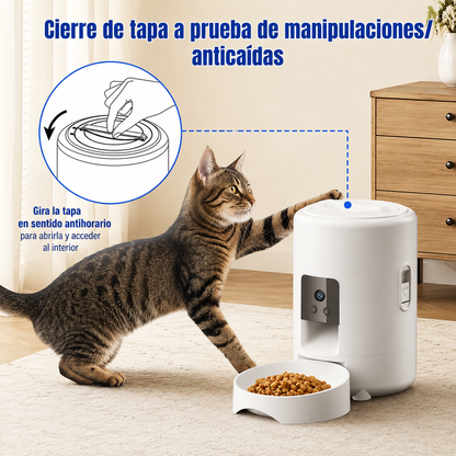 Comedero automático para mascotas con cámara WIFI-Control desde el móvil