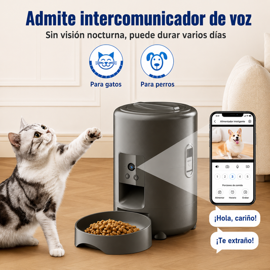 Comedero automático para mascotas con cámara WIFI-Control desde el móvil