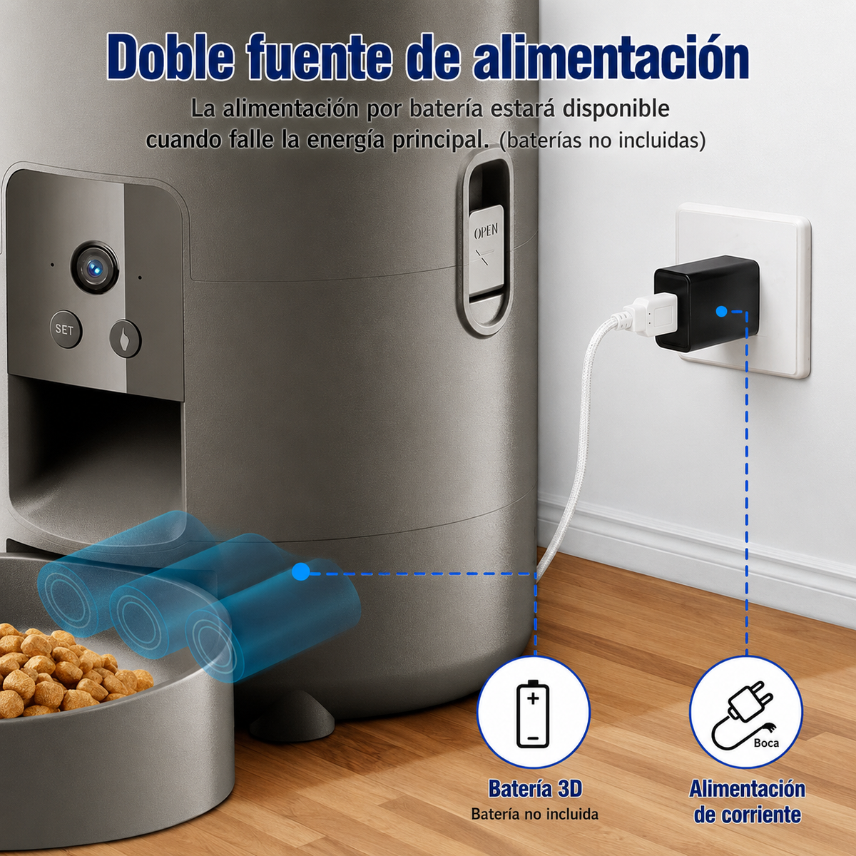 Comedero automático para mascotas con cámara WIFI-Control desde el móvil