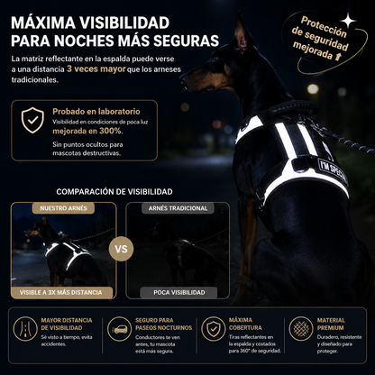 Arnés táctico reflectante para perros. Ajustable