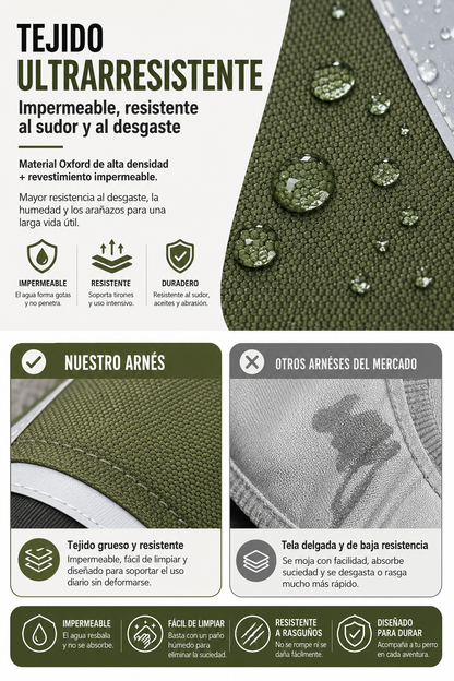 Arnés táctico reflectante para perros. Ajustable