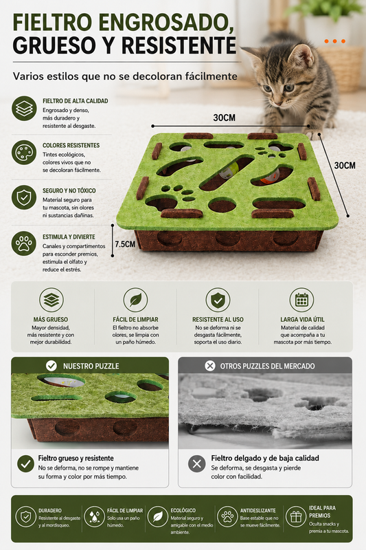 Laberinto interactivo para gatos - juguete rompecabezas estimulante.